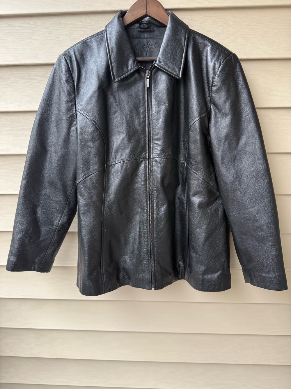 Jacqueline Ferrar Black Genuine Leather Jacket Women’s XL Zip Front